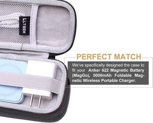 LTGEM EVA Case for Compatible with Anker 622 623Magnetic Battery and Apple MagSafe Battery Pack, Power Bank Storage Holder for Anker and iPhone USB C Charger