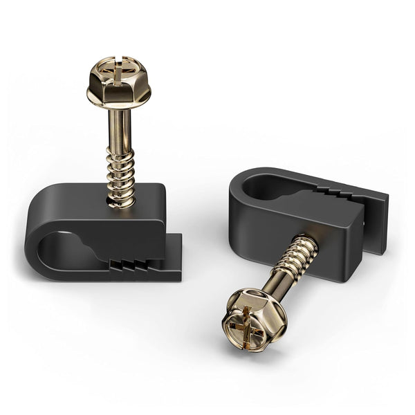 THE CIMPLE CO - Single Coaxial Cable Clips, Cat6 Electrical Wire Clip, 1/4 in Screw Clip, Black (50 pcs)