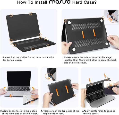 MOSISO MacBook Air 13 inch Case 2024 2023 2022 M3 A3113 M2 A2681, Hard Shell, Sleeve Bag, Keyboard Skin, Webcam Cover,