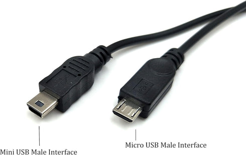 Duttek Mini USB Multi Charging Cable, 10 inch Y Splitter Cable, Mini USB Female to Micro USB Male 2 in 1 Cord Black