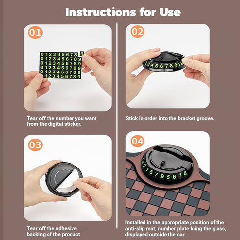 Generic 360 Upgraded Car Organizer Pad Rotatable Phone Holder with Anti-Slip Mat & Hidden Parking Number