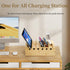 WRINGKIT 6 Bamboo Charging Station for Multiple Devices, Desktop Charging Organizer with Removable Divider Slots