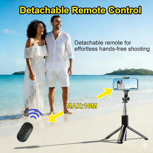 ZMDCAM 360 31.5 Portable Selfie Stick with Detachable Remote, Extendable Rotation Phone Tripod Stand, Mini Travel