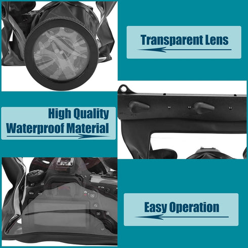 DSLR Camera Universal Waterproof Underwater Housing Case, 20-Meter Diving Bag for Canon and Other DSLR Cameras, Black