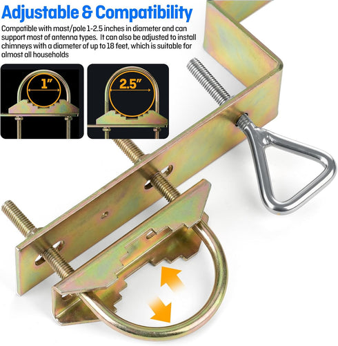 HEVIDUBANA 2 Sets 18 Antenna Mast Chimney Mount Bracket, Z-Type Antenna Pole Mounting Clamp for Chimney up to Feet