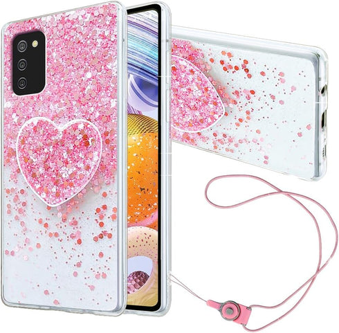 Samsung Galaxy A02S Phone Case, Flash Phone Case for Girls and Women, Soft TPU Cushion with Bracket and Lanyard