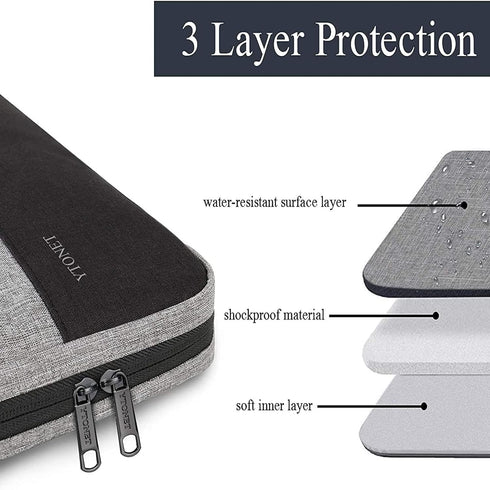 Ytonet Laptop Sleeve Case 13 13.3 Inch, TSA Slim Laptop Cover with Handle, Water Resistant Business Travel Carrying Case Compatible with MacBook Air MacBook Pro HP Dell Lenovo Notebooks, Grey by Ytonet