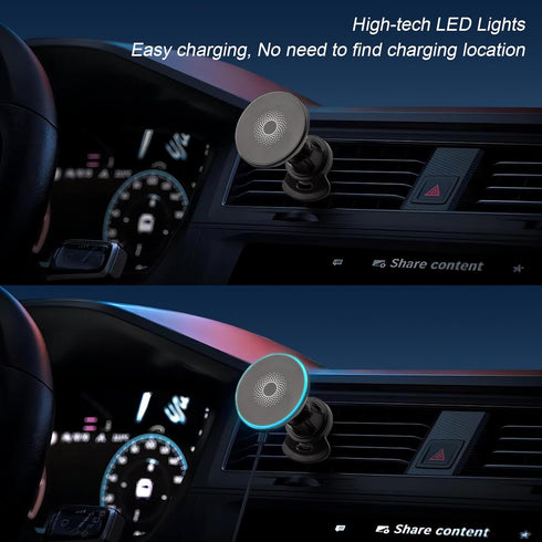MagSafe Car Mount Charger, 15W Fast Charging LED Magnetic Wireless Charger for iPhone 15 Pro Max Plus Mini/14/13/12
