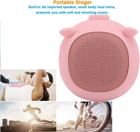 Socobeta Portable Lovely Pig Wireless Bluetooth 5.0 Speaker with Built-in Mic for Home/Travel (Pink)