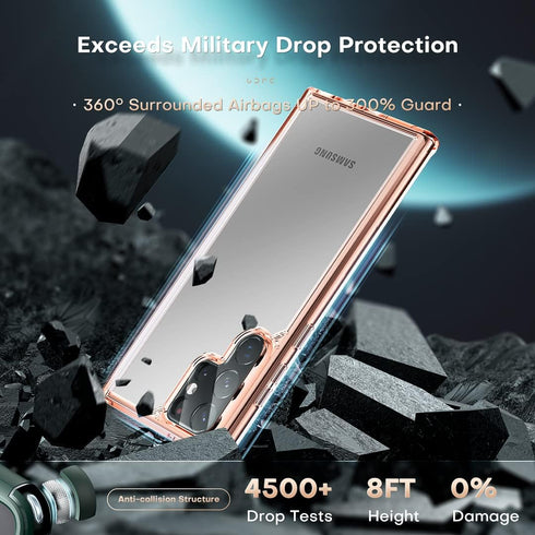 TOCOL Translucent Matte Hard Back Case for Samsung Galaxy S22 Ultra, Military Grade Shockproof, Slim Fit (Rose Gold)