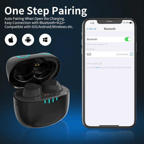 Small Wireless Earbuds, Mini Headphones with 36H Playtime, IPX5 Waterproof Stereo Earphone, Bluetooth with Mic