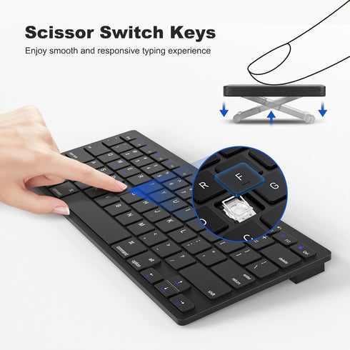 MOFII Bluetooth Keyboard, Ultra-Slim Wireless for iPad/iPad Air/iPad Pro/iPad Mini, iPhone, Tablet, Laptop, Black