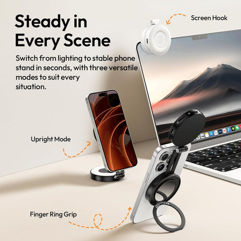 ULANZI LM23 360 Magnetic Selfie Light, Upgraded Phone Selfie Ring Light for iPhone Magsafe, LED Phone Beauty Fill