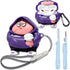 Cute Cartoon 3D Silicone Case for AirPods Pro 2nd/1st Generation with Keychain and Lanyard Cleaner Kit for Kids (Purple)