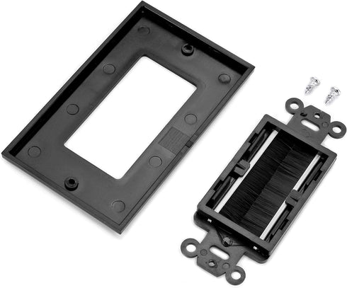 Brush Wall Plate Decora Style, Cable Pass Through Faceplate Insert for Wires, Single Gang Wall Socket