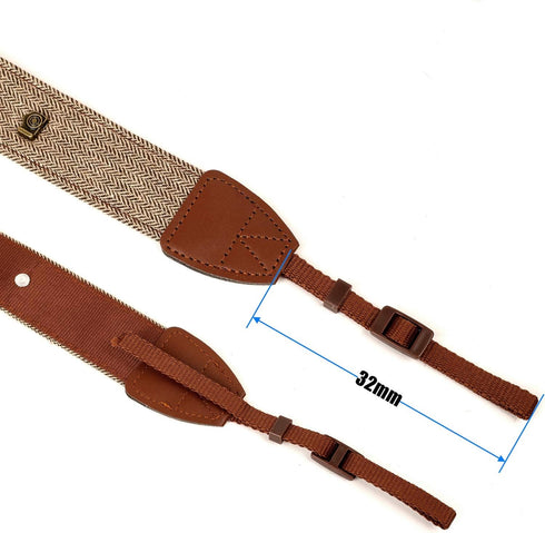 WANBY Brown Canvas Camera Strap with Quick Release Buckles for DSLR SLR