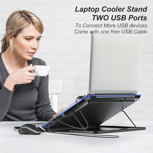 ICE COOREL Laptop Cooling Pad with 6 Fans - No Lights, Cooler for 15-17 Inches Laptops, Notebook Stand with 9 Height