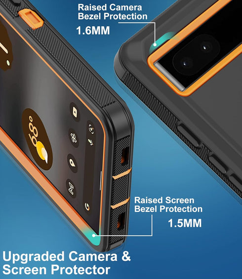 Shop Google Pixel 6A Case - Heavy Duty, Rugged, Shockproof, Dustproof, with Built-in Screen Protector - Orange.