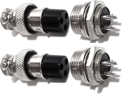 CESS Aviation 3 Pins Plug and Socket Wire Cable Connector, Diameter 0.63" (16mm), 2 Packs