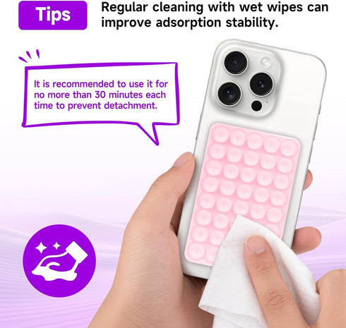 QxbBox Silicone Suction Cup Phone Case Mount, Hands-Free Strong Grip Holder for Selfies and Videos, Silicon Adhesive