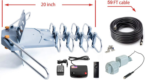 PBD Outdoor Digital Amplified HDTV Antenna, 150 Mile Motorized 360 Degree Rotation with Wireless Remote Control