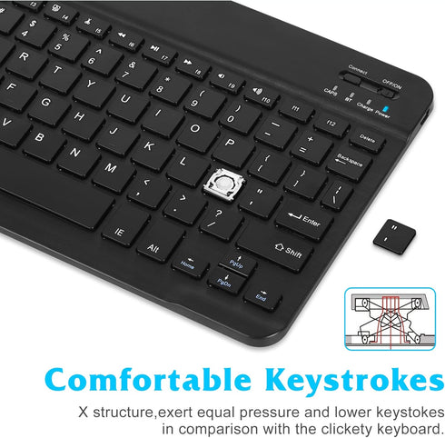 Ultra-Slim Bluetooth Rechargeable Keyboard for BLU M8L 2022 and All Bluetooth Enabled iPads, iPhones, Android Tablets
