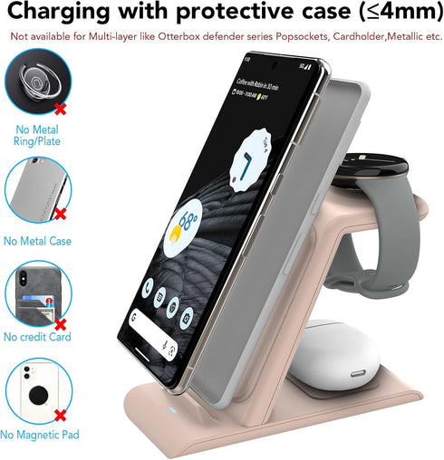 3 in 1 Wireless Charger for Google Pixel Watch - Charging Station for Pixel Devices and iPhone