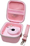 LTGEM Hard Case for Fujifilm Instax Mini 12/11/10/9/8/7/7+, Protective Carrying Bag with Shoulder Strap (Blossom Pink)