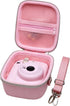 LTGEM Hard Case for Fujifilm Instax Mini 12/11/10/9/8/7/7+, Protective Carrying Bag with Shoulder Strap (Blossom Pink)