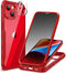 CENHUFO Red Case for iPhone 14/iPhone 13, Built-in Anti Peep Glass Privacy Screen Protector, Full Body Shockproof Cover