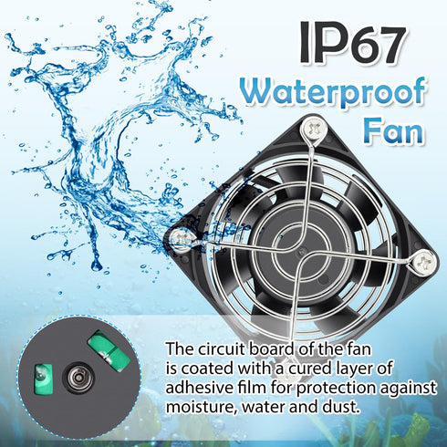 GDSTIME 60mm x 25mm 12V DC Waterproof IP67 Fan, High Speed Dual Ball Bearing Brushless Cooling Fan for Solar Battery