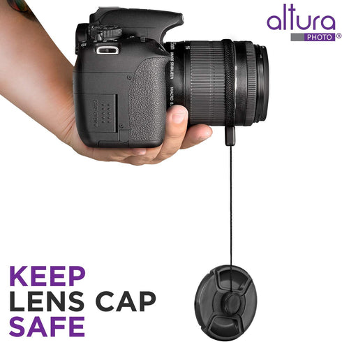 Altura Photo 5 Pcs Lens Cap Keeper - Camera Lens Cap Leash for DSLR & Mirrorless Lenses - Tether/Lens Holder for Canon,