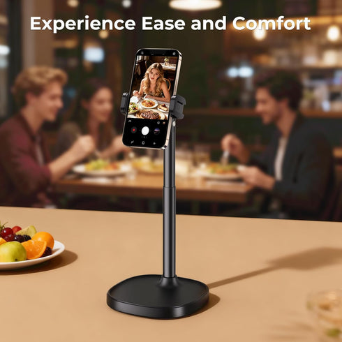 GMETAL Desktop Phone Stand, Adjustable Height & Angle Holder, Compatible with iPhone, Samsung, Android Smartphones