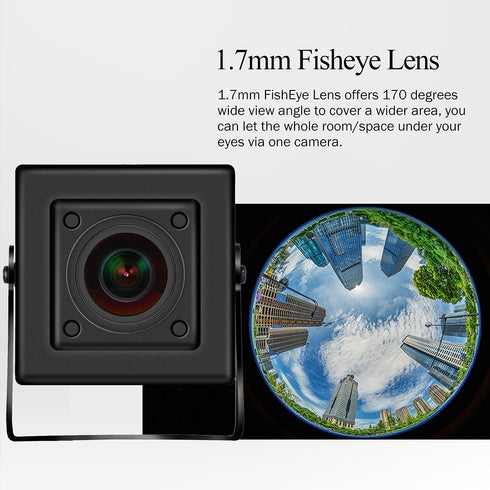 Revotech Mini Fisheye POE IP Camera, HD 3MP Indoor Security Camera with 1.7mm Lens, 170 Degree Wide Angle