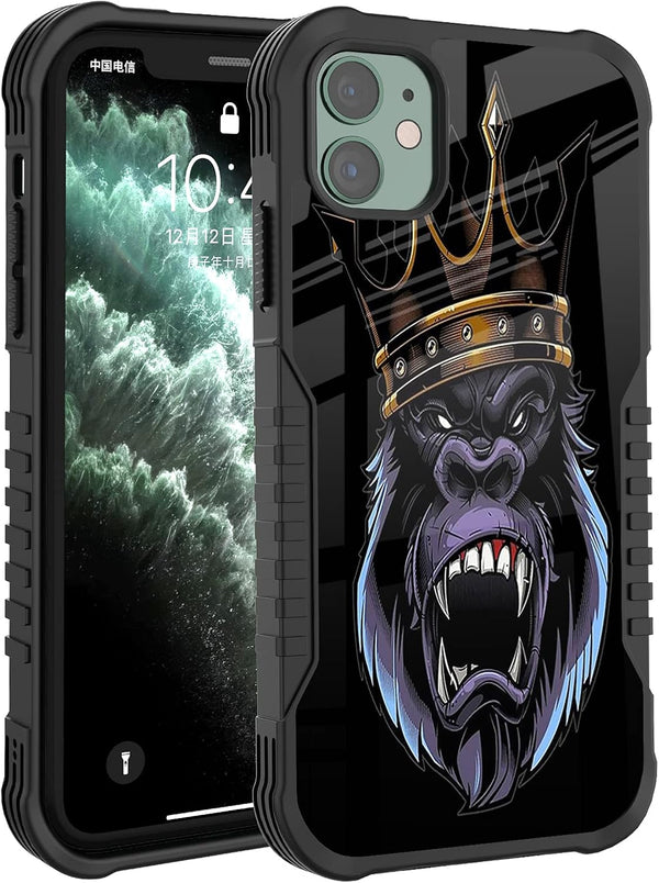 Compatible with iPhone 11 2019 Case, Heavy Duty Shockproof Bumper Protective Cover with Fiery Gorilla King Design for