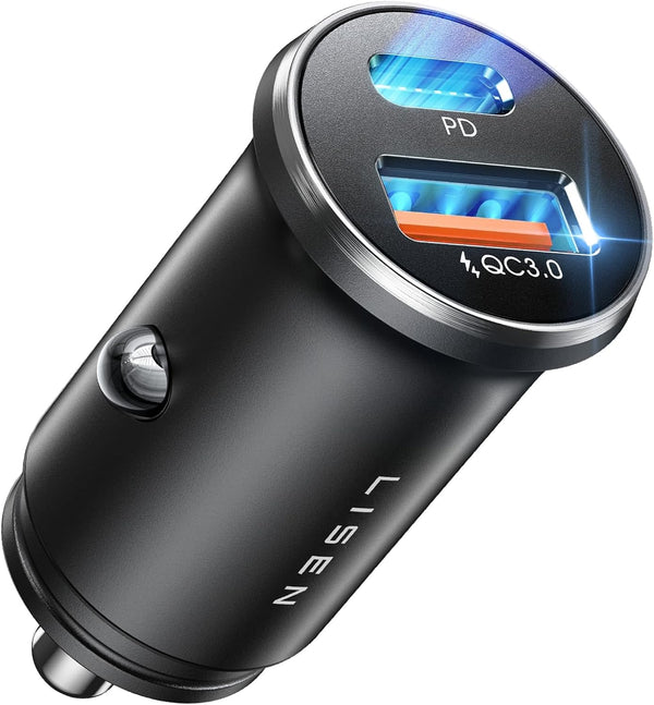 Car Charger USB C, 54W Super Fast Car Charger Adapter, LISEN All-Metal Cigarette Lighter Adapter, Dual Port PD 36W/12V