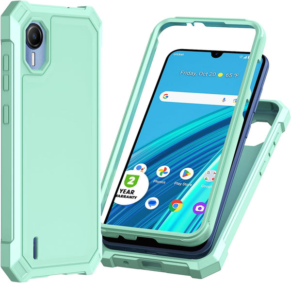 Ailiber Cricket Debut S2 Phone Case, Heavy Duty Protective Cover with Screen Protector, Mint Green