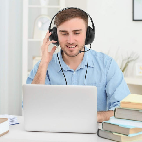 PHILIPS Lightweight Computer Headset with Echo Cancelling Mic for Laptop, Zoom, Skype - 3.5 MM for Home Office & Call