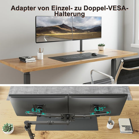 WALI Dual Monitor Wall Mount, Single to Double Bracket Adapter for 2 Screens up to 27 inch (012ARM)