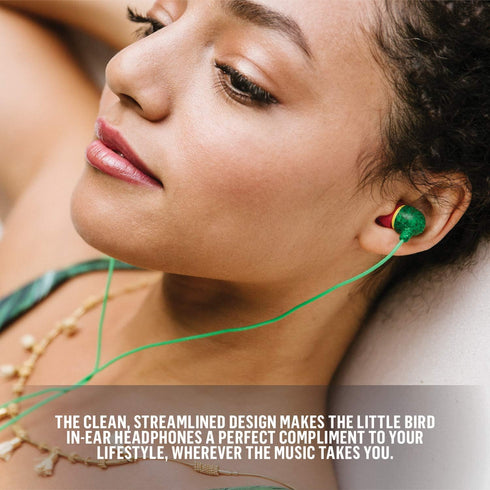 House of Marley Little Bird: Wired Earphones with Microphone, Noise Isolating Design, Sustainable Materials, Rasta