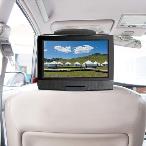 DVD Player Headrest Mount Holder for Portable DVD Player, Car Back Seat Holder for 7 inch to 12 inch - Black