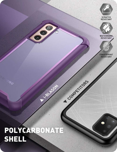 i-Blason Ares Series Rugged Clear Bumper Case for Galaxy S21 5G (2021 Release), Without Built-in Screen Protector,