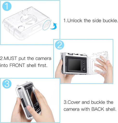 Fintie Clear Protective Case for Fujifilm Instax Mini EVO Camera, Hard PVC Cover with Removable Shoulder Strap