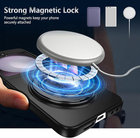 Magnetic Ring Stand Phone Case for Samsung Galaxy Z Flip 6, Compatible with Mag-Safe, Military Grade Shockproof