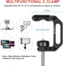Camera Mount Clamp with Mini Magic Arm, 1/4" and 3/8" Threaded Holes for Camera, Action Camera, Flash, Light