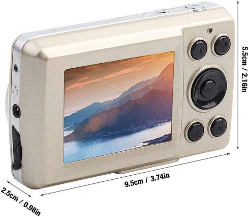 FHD 720P Digital Camera for Kids, Compact Point and Shoot with 16X Zoom, Portable Small Camera (Gold)