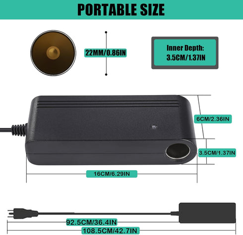 12V 10A Power Adapter Car Charger Converter,Car Cigarette Lighter Socket AC/DC Power Supply Adapter Transformer for Tire Inflator, Car Refrigerator, Car Vacuum Cleaner, and Other Car Devices