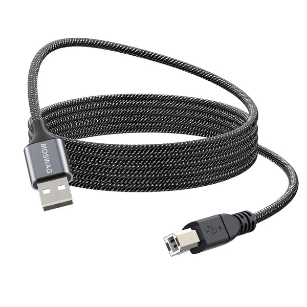 MOSWAG USB Printer Cable 6.6FT/2Meter USB Printer Cord Durable USB 2.0 Type