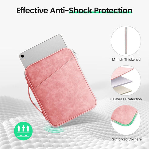 DTTO 9-11 Inch Tablet Sleeve Bag for New 11-in iPad Air M2/iPad Pro M4, Waterproof Travel Case, Pink