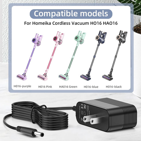 Power Cord for Homeika Cordless Vacuum H016 HA016 Cordless Handheld Stick Vacuum Cleaner 26.5V Charger Compatible with Homeika H016 HA016 20Kpa Powerful Suction Vacuum AC/DC Adapter